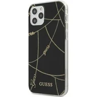 Etui i futerały do telefonów - Guess GUHCP12LPCUCHBK iPhone 12 6,7" Pro Max czarny/black hardcase Gold Chain CollectionGuess / GUE000873 - miniaturka - grafika 1