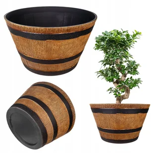 DONICZKA DONICA OGRODOWA DUŻA NA KWIATY OSŁONKA PLASTIKOWA OKRĄGŁA 52,5 cm - Donice - miniaturka - grafika 1