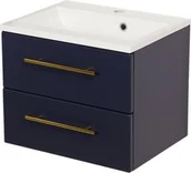 Szafki łazienkowe - Szafka łazienkowa granatowa 50cm BELLI GOLD z umywalką - miniaturka - grafika 1