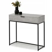 Konsole i sekretarzyki - Konsola Przyścienna Do Salonu Z Szufladą Nora M Beton Metalowe Czarne Nogi - miniaturka - grafika 1