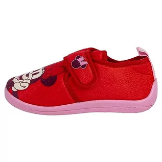 Buty dla dziewczynek - Mouse Minnie Mouse Home Trampki - Czerwony i Różowy - Rozmiar 28-29 - Zapięcie na rzep - Trampki dziecięce typu Francesita z poliestru i TPR - Oryginalny produkt zaprojektowany w Polsce, Czerwony, - grafika 1