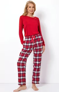 Piżamy damskie - Piżama damska czerwona z spodniami w kratę Marie Long, Kolor czerwony, Rozmiar S, Aruelle - Primodo.com - grafika 1