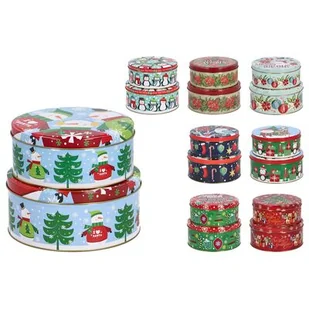 Pudełko metalowe z nadrukiem świątecznym 2 sztuki mix - Pozostałe akcesoria kuchenne - miniaturka - grafika 1