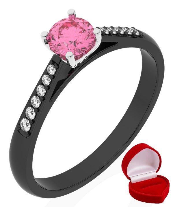 ZŁOTY PIERŚCIONEK ZARĘCZYNOWY 585 14k SZAFIR 0,30 ct CZARNE ZŁOTO R21