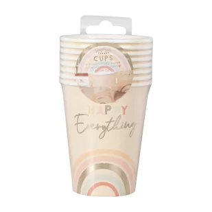 Gingerray Kubki papierowe Happy Everything Natural Rainbow Birthday Party Cups - Kubki dla dzieci - miniaturka - grafika 1