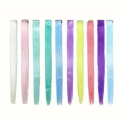 Pozostałe akcesoria fryzjerskie - TEMU 10 sztuk świecących w ciemności przedłużeń włosów na klipsy, włókno odporne na wysoką temperaturę, proste syntetyczne włosów, 22 cale, w różnych - miniaturka - grafika 1