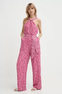Kombinezony - Pepe Jeans kombinezon DOLLY kolor różowy z dekoltem okrągłym PL230484 - grafika 1
