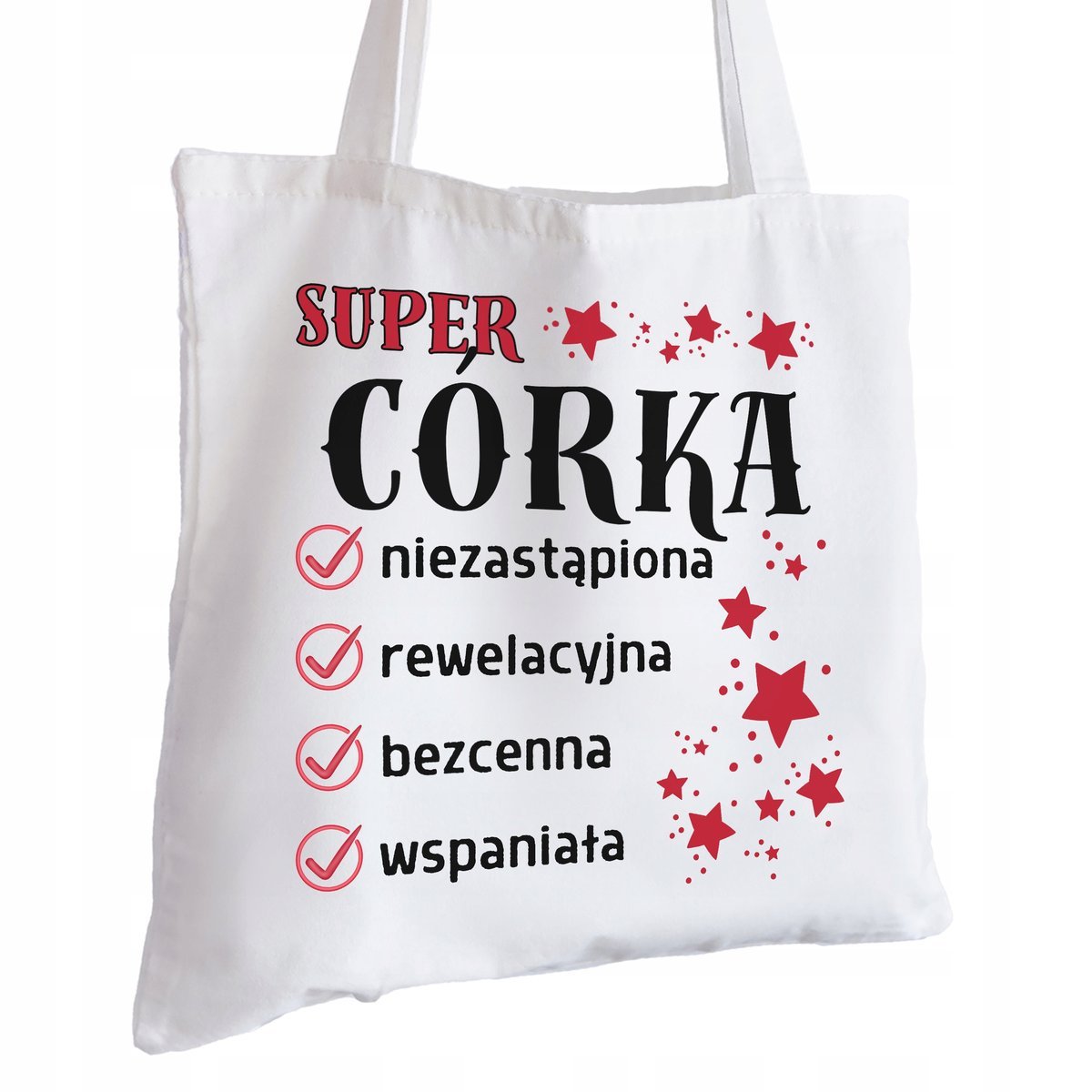 Torba Bawełniana biała dla Córki Na Prezent ekologiczna Trwały Nadruk