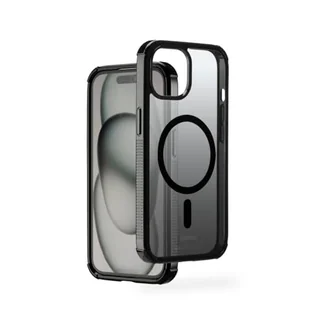 Hama Etui na telefon komórkowy Extreme Protect do iPhone 15 i MagSafe (D3O Bumper, odporne na uderzenia, upadki, nietłukące, magnetyczne etui do ładowania indukcyjnego, gradient) czarne - Etui i futerały do telefonów - miniaturka - grafika 1
