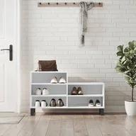 Szafki na buty - Biały stojak na buty o wysokim połysku 102x36x60 cm materiał drewnopochodny - miniaturka - grafika 1
