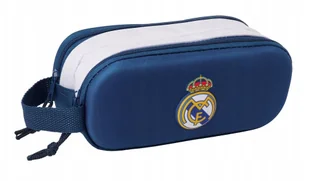 Piórnik szkolny dla dzieci saszetka niebieski dwukomorowy Real Madryt 3D - Piórniki - miniaturka - grafika 1