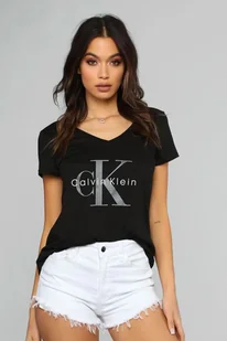 ﻿Koszulka damska T-shirt damski CALVIN KLEIN, NOWOŚĆ 2024 S dekolt v - Koszulki i topy damskie - miniaturka - grafika 1