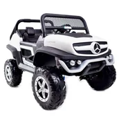 Pojazdy elektryczne dla dzieci - LEANToys MERCEDES BENZ UNIMOG 4X4,12V14AH AMORTYZATORY MIĘKKIE KOŁA,MIĘKKIE SIEDZENIE SUPER OPCJA/UNIMOG UNIMOG-BIAŁY - miniaturka - grafika 1
