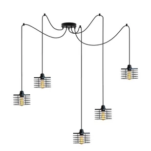 Pięcioramienna lampa wisząca pająk GALO LOFT L5 z regulacją czarny, biały null - Lampy sufitowe - miniaturka - grafika 1