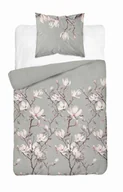 Pościel - Pościel Szara Z Kwiatami Magnolii Różowej – 140X200 – Kolekcja Naturalis - miniaturka - grafika 1