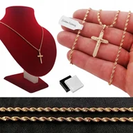 Biżuteria dla dzieci - ZŁOTY ŁAŃCUSZEK SINGAPU 35 CM + WYJĄTKOWY KRZYŻYK - miniaturka - grafika 1