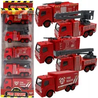 Zabawki zdalnie sterowane - Wozy strażackie straż pożarna zestaw autka samochody auta metalowe 5 sztuk - miniaturka - grafika 1