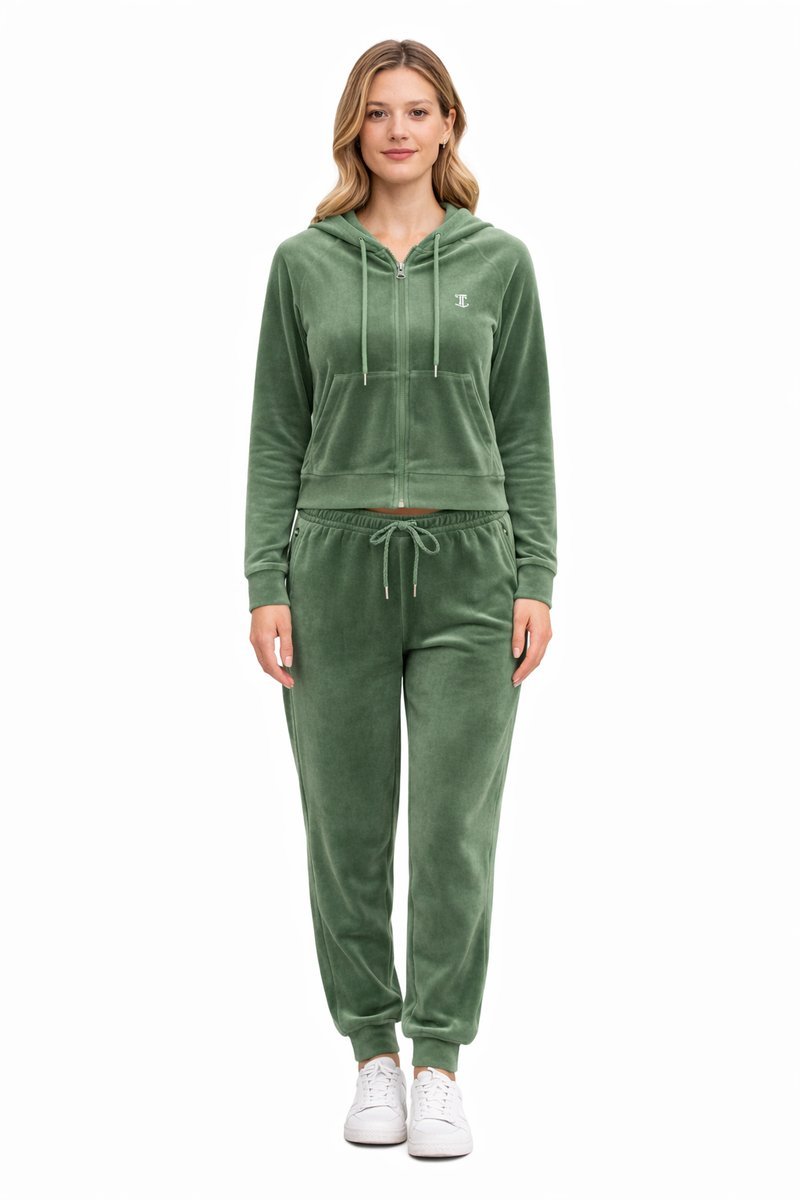 JUICY COUTURE ZIELONA BLUZA Z KAPTUREM Z KIESZENIAMI S 1I4A