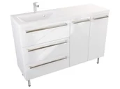 Szafki łazienkowe - Szafka Stojąca Z Umywalką ATH 120 cm SD Lewa - Biały Wysoki Połysk - Uchwyty Stal Szczotkowana - miniaturka - grafika 1