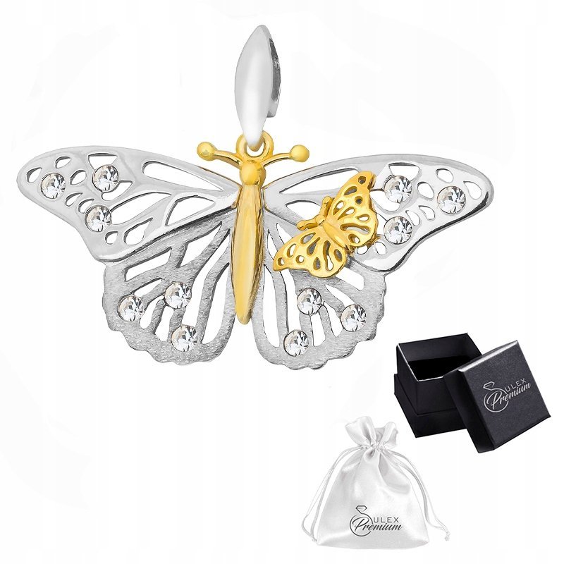 Zawieszka srebrna pr.925 Piękny Rodowany Wisiorek z Motylem Prezent