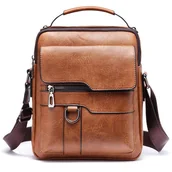 Torby podróżne - Torba Męska Skórzana Na Ramię deForde Khaki Wygodna Do Pracy Biznesowa OS - miniaturka - grafika 1