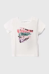 Koszulki dla dziewczynek - Guess t-shirt niemowlęcy kolor biały - grafika 1