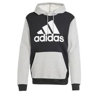 Bluzy męskie - adidas Męska bluza z kapturem Essentials z dużym logo, S, Czarny/średni szary wrzos, S - miniaturka - grafika 1