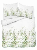 Pościel - Pościel 220x200 biała zielona liście Bawełna - miniaturka - grafika 1