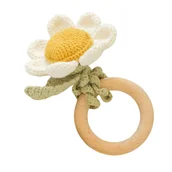 Grzechotki dla dzieci - Grzechotka Kwiatek Stokrotka, Zabawka dla Niemowlaka, Zabawka z Drewnianym Kółkiem/ Like Moses - miniaturka - grafika 1