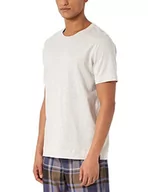 Koszulki męskie - Schiesser Męski T-Shirt z Okrągłym Dekoltem Górna Część Piżamowa, Biały-Mel, 52 - miniaturka - grafika 1
