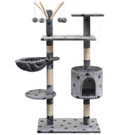 Drapaki dla kotów - vidaXL Drapak dla kota, 125 cm, szary z wzorem w kocie łapki - miniaturka - grafika 1