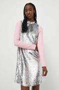 Sukienki - Superdry sukienka kolor srebrny mini prosta - miniaturka - grafika 1