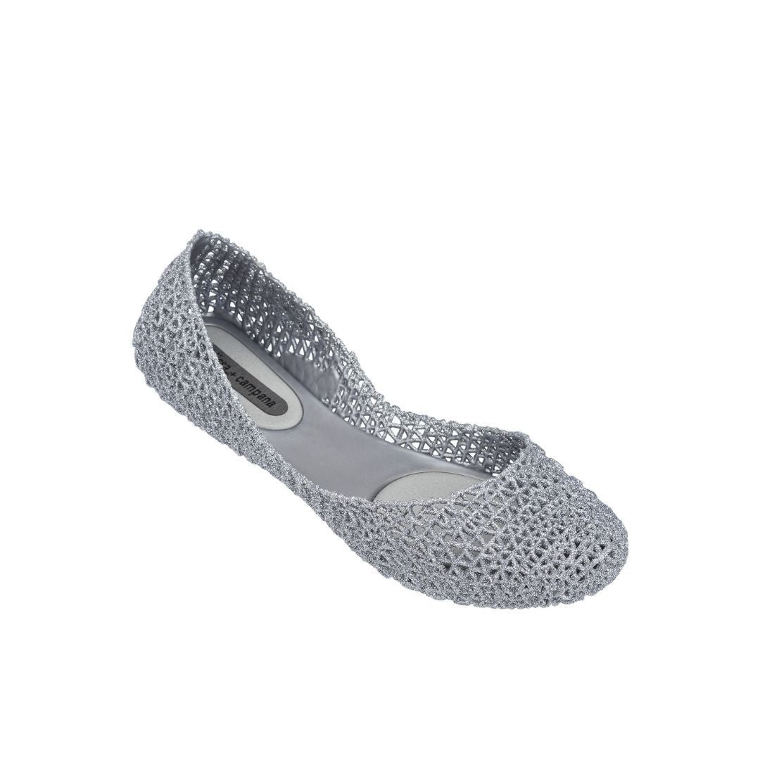 Melissa Campana Papel VII AD Silver Glitter Baleriny Damskie Srebrne 37