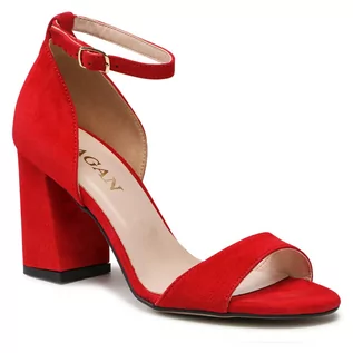 Sandały damskie - Sandały SAGAN - 4807 Czerwony Welur - grafika 1