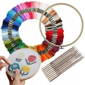 Pasmanteria - Mulina Zestaw Do Haftu 100Szt Nici Igły + Tamborek - miniaturka - grafika 1