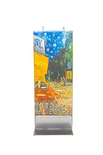 Świece - Świeca dekoracyjna - Wyjątkowy prezent świeca - Dekoracja domu - Ręcznie robiona, bez perfum, płaska, czas palenia 3-4 godziny, 60x10x150mm - Van Gogh - Wieczorowy taras kawowy - grafika 1