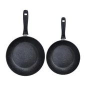 Zestawy garnków i patelni - Zestaw patelni aluminiowych MG Home Olivia Marble, 2 elementy, czarne - miniaturka - grafika 1