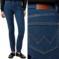 Spodnie damskie - Wrangler SLIM PROSTE GRANATOWE WYSOKIE DAMSKIE SPODNIE JEANSOWE W31 L34 - miniaturka - grafika 1