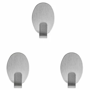 Fackelmann 61441 haczyki do przyklejenia Ellipse wykonana ze stali nierdzewnej, 3 sztuki, srebrny, 4,1 x 2,4 x 2 cm 61441 - Wieszaki i stojaki - miniaturka - grafika 1