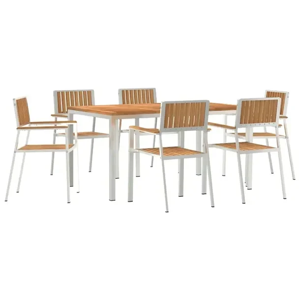 Zestaw Obiadowy z Litego Drewna Tekowego, Stół 150x90 cm, Brązowy