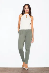 Dwukolorowy KOMBINEZON z dekoltem HALTER BEZ RĘKAWÓW zielony S - Kombinezony Dwukolorowy KOMBINEZON z dekoltem HALTER BEZ RĘKAWÓW zielony S - Kombinezony - miniaturka - grafika 1