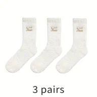 Skarpetki damskie - TEMU Pluszowe Skarpetki z Haftem "Zespół Panny Młodej" - Miękkie i Puszyste Skarpetki na Wesele z Napisami dla Druhen i Panny Młodej, Prezenty na - miniaturka - grafika 1