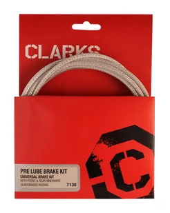 Clarks Zestaw hamulcowy CLARK'S PRE LUBE CARBON Mtb/Szosa uniwersalny pancerz srebrny karbon (DWZ) A-CLA-7138 - Hamulce rowerowe - miniaturka - grafika 1