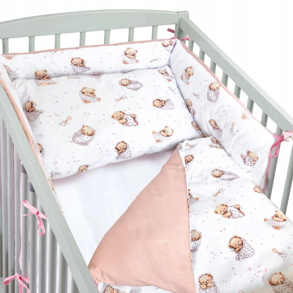 Zestaw 4-elementowy pościeli do łóżeczka 90×120 z prześcieradłem i