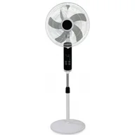 Wentylatory - VOLTENO Wentylator podłogowy z pilotem 40 cm 50 W biało-czarny - miniaturka - grafika 1