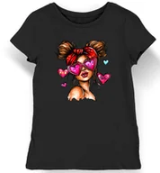 Koszulki i topy damskie - Koszulka damska okulary serduszka walentynki czarna XL - miniaturka - grafika 1