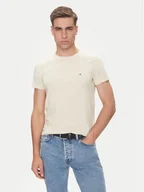 Koszulki męskie - Tommy Hilfiger T-Shirt MW0MW10800 Beżowy Slim Fit - miniaturka - grafika 1