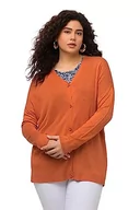 Kurtki damskie - Ulla Popken Damska kurtka z dzianiny z guzikami, oversize, dekolt w serek, Ciemna dynia, 42/44 - miniaturka - grafika 1