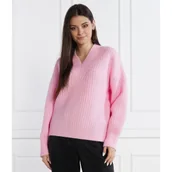 Swetry damskie - HUGO Wełniany sweter Sesamia | Oversize fit - miniaturka - grafika 1