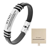 Bransolety męskie - Bransoletka męska KAUCZUKOWA z grawerem łańcuszek - miniaturka - grafika 1